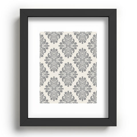 Avenie Neutral Damask Flourish Recessed Framing Rectangle