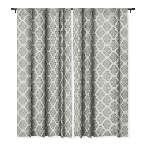 Avenie Neutral Damask Flourish Blackout Window Curtain