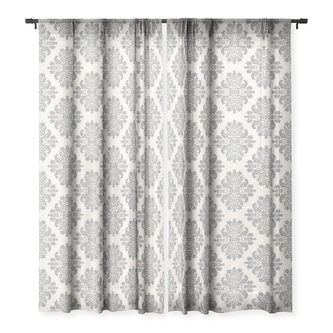 Avenie Neutral Damask Flourish Sheer Non Repeat