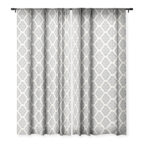 Avenie Neutral Damask Flourish Sheer Window Curtain