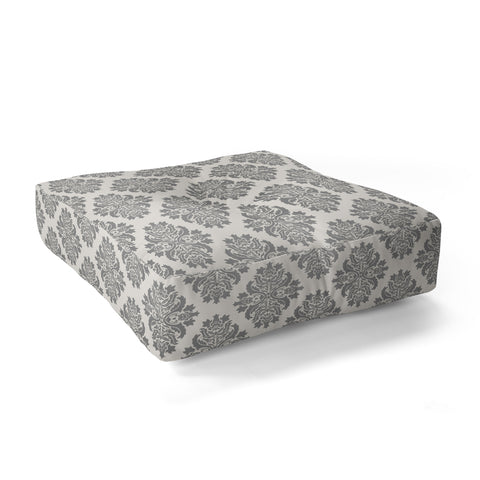 Avenie Neutral Damask Flourish Floor Pillow Square