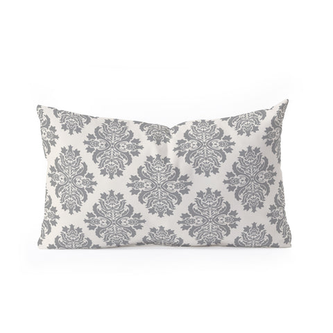 Avenie Neutral Damask Flourish Oblong Throw Pillow