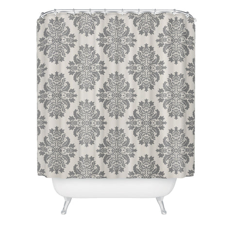 Avenie Neutral Damask Flourish Shower Curtain