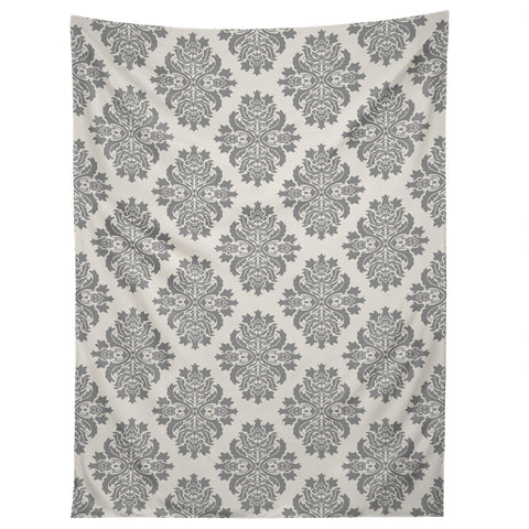 Avenie Neutral Damask Flourish Tapestry