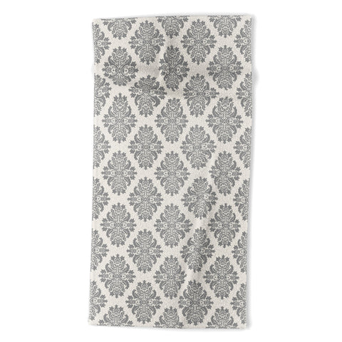 Avenie Neutral Damask Flourish Beach Towel