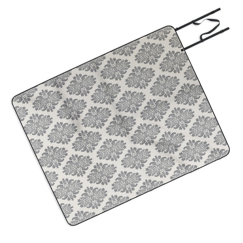 Avenie Neutral Damask Flourish Picnic Blanket