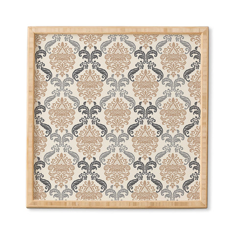 Avenie Neutral Floral Damask Framed Wall Art
