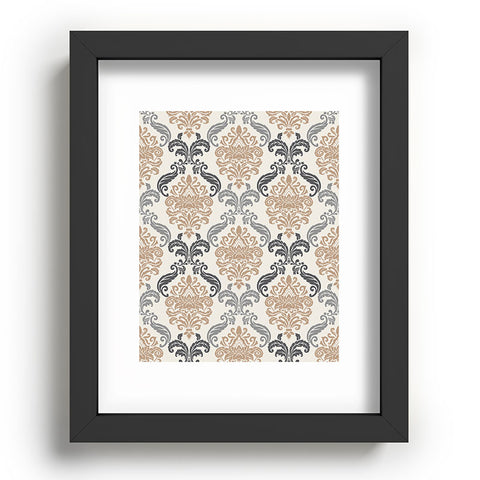 Avenie Neutral Floral Damask Recessed Framing Rectangle