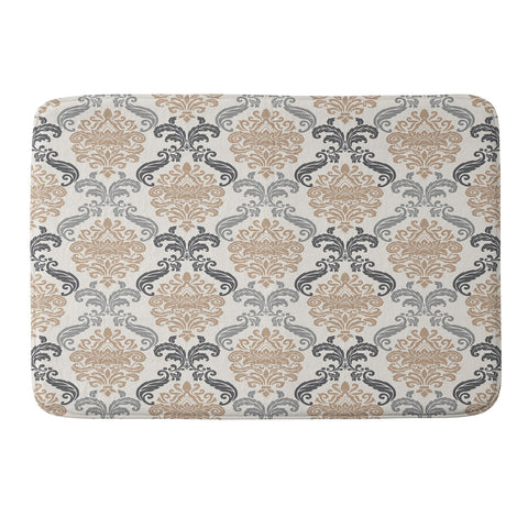 Avenie Neutral Floral Damask Memory Foam Bath Mat