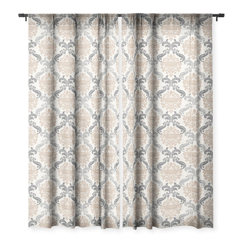Avenie Neutral Floral Damask Sheer Non Repeat