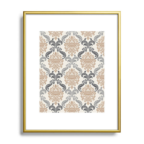Avenie Neutral Floral Damask Metal Framed Art Print