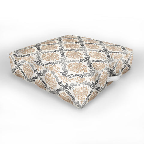 Avenie Neutral Floral Damask Outdoor Floor Cushion