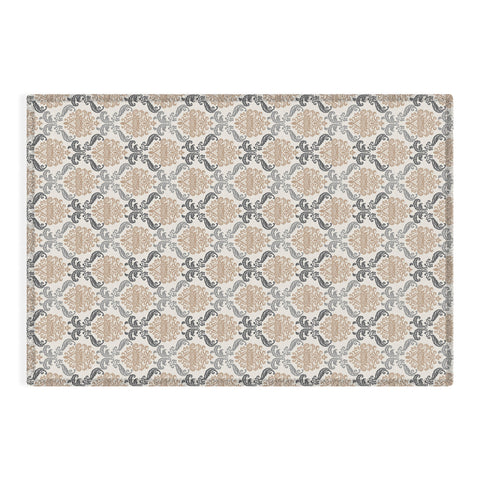 Avenie Neutral Floral Damask Outdoor Rug