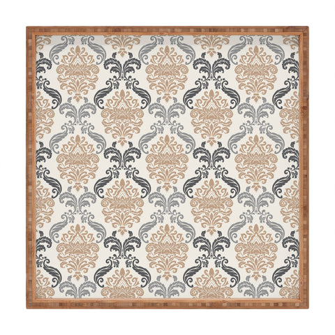 Avenie Neutral Floral Damask Square Tray