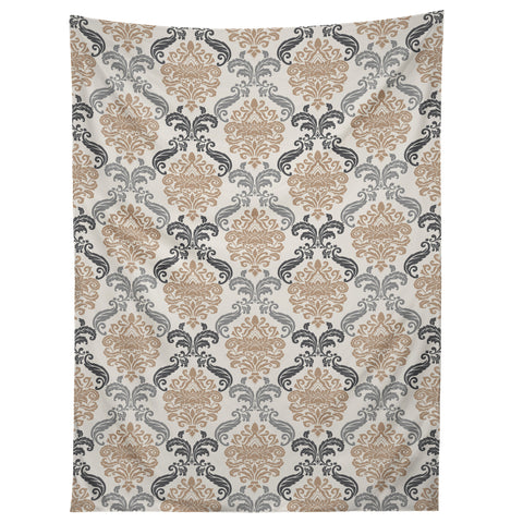 Avenie Neutral Floral Damask Tapestry