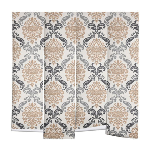 Avenie Neutral Floral Damask Wall Mural
