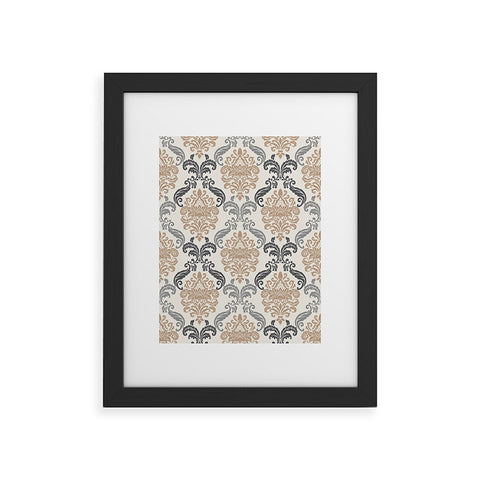Avenie Neutral Floral Damask Framed Art Print