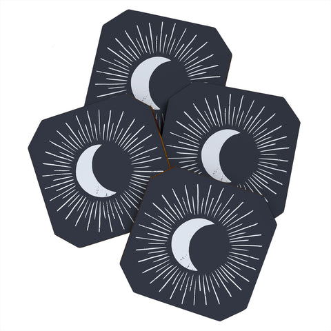 Avenie Nightglow Moon Navy Coaster Set