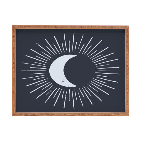 Avenie Nightglow Moon Navy Rectangular Tray