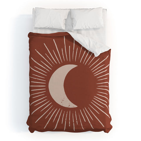 Avenie Nightglow Moon Rust Duvet Cover