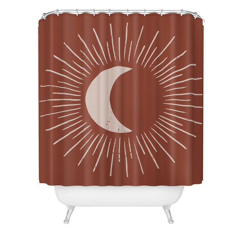 Avenie Nightglow Moon Rust Shower Curtain