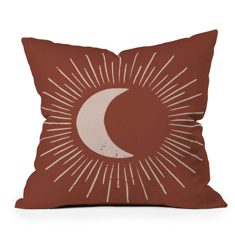 Avenie Nightglow Moon Rust Throw Pillow