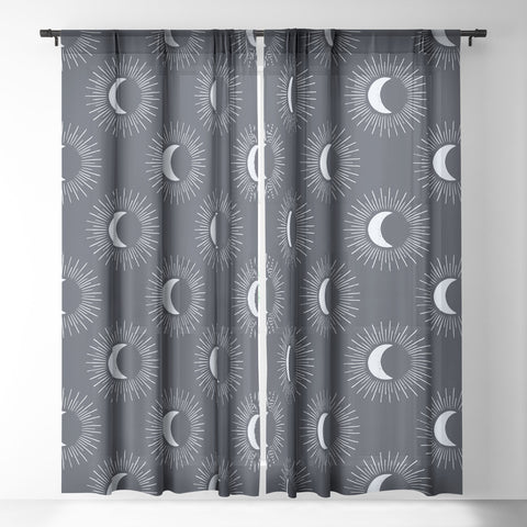 Avenie Nightglow Navy Sheer Window Curtain
