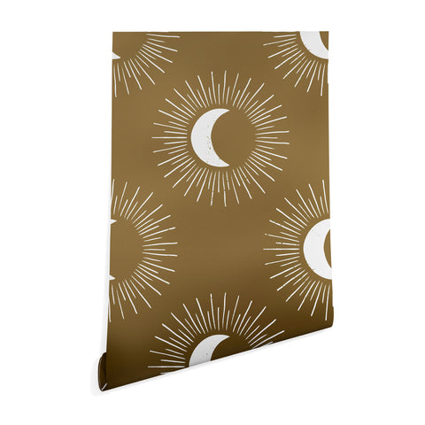 Avenie Nightglow Olive Green Wallpaper