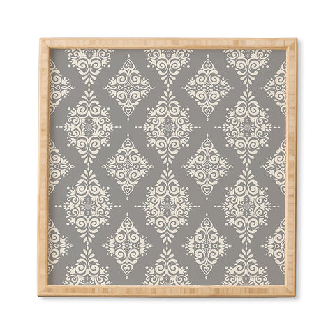 Avenie Ornate Damask Gray Framed Wall Art