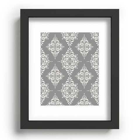 Avenie Ornate Damask Gray Recessed Framing Rectangle