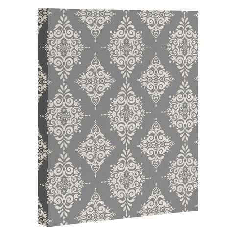 Avenie Ornate Damask Gray Art Canvas