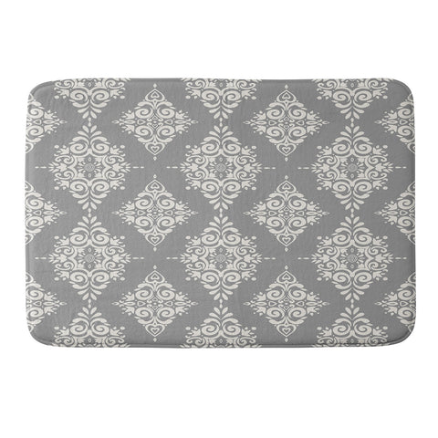 Avenie Ornate Damask Gray Memory Foam Bath Mat