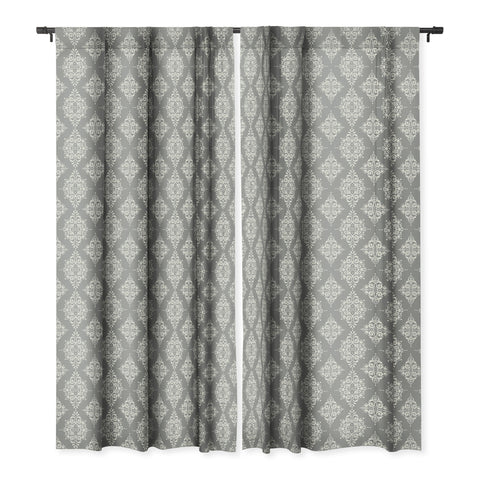 Avenie Ornate Damask Gray Blackout Window Curtain
