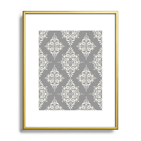 Avenie Ornate Damask Gray Metal Framed Art Print
