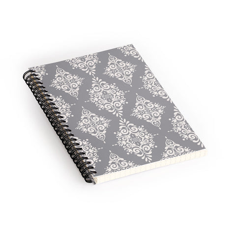 Avenie Ornate Damask Gray Spiral Notebook