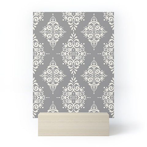 Avenie Ornate Damask Gray Mini Art Print