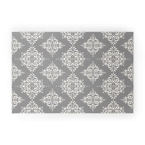 Avenie Ornate Damask Gray Welcome Mat