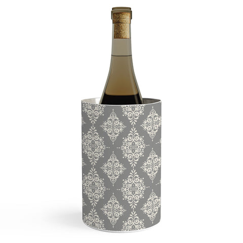 Avenie Ornate Damask Gray Wine Chiller