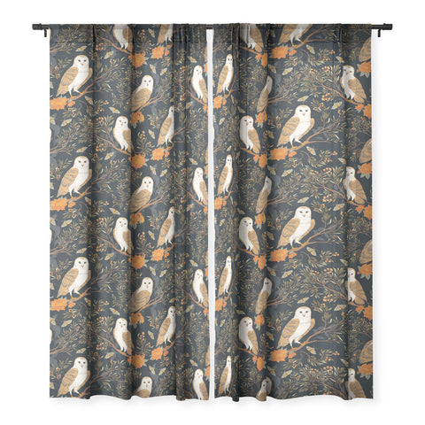 Avenie Owl Forest Sheer Non Repeat