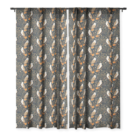 Avenie Owl Forest Sheer Window Curtain