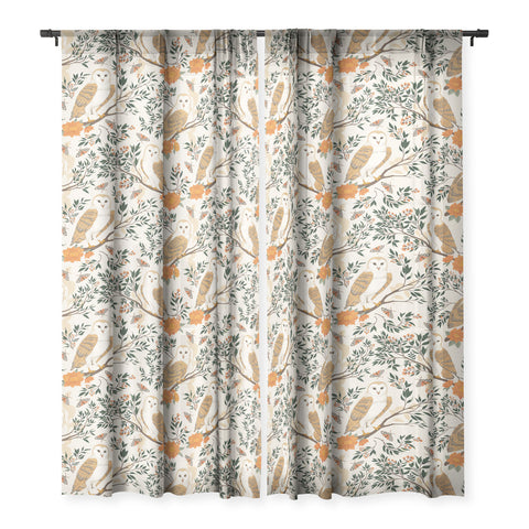 Avenie Owl Forest I Sheer Non Repeat