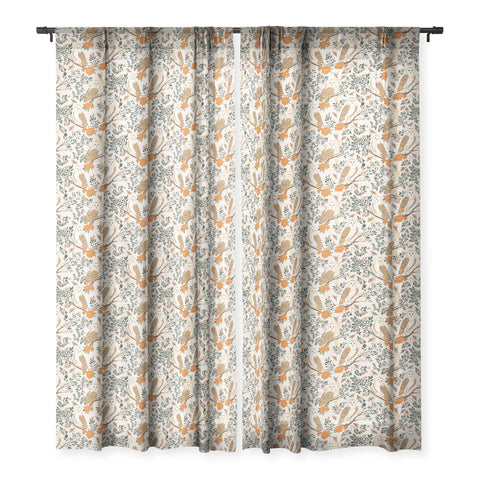 Avenie Owl Forest I Sheer Window Curtain