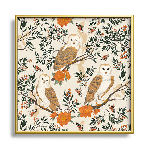 Avenie Owl Forest I Square Metal Framed Art Print