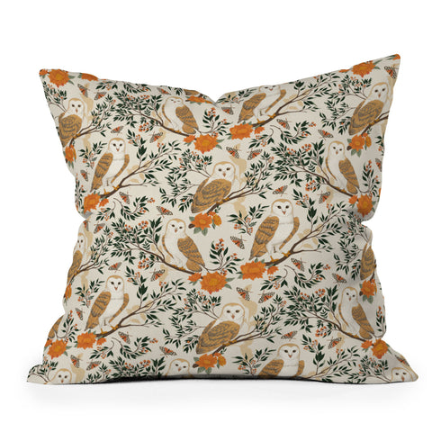 Avenie Owl Forest I Throw Pillow