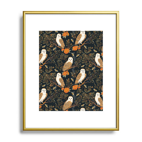 Avenie Owl Forest Metal Framed Art Print