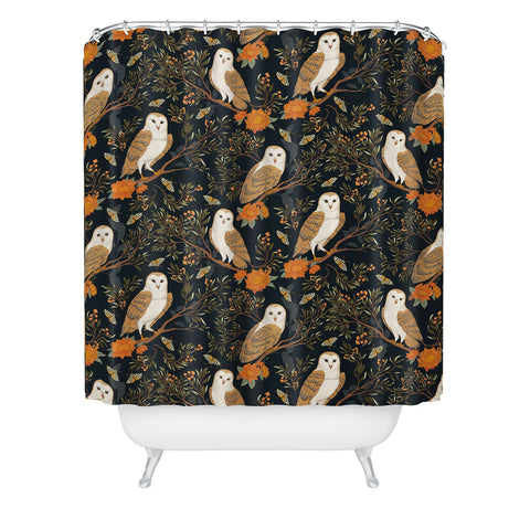 Avenie Owl Forest Shower Curtain