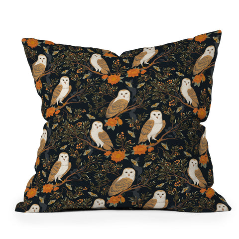 Avenie Owl Forest Throw Pillow