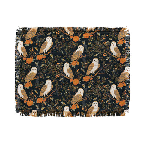 Avenie Owl Forest Throw Blanket