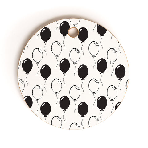 Avenie Party Balloons Black and White Cutting Board Round