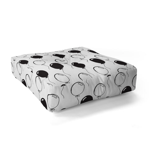 Avenie Party Balloons Black and White Floor Pillow Square